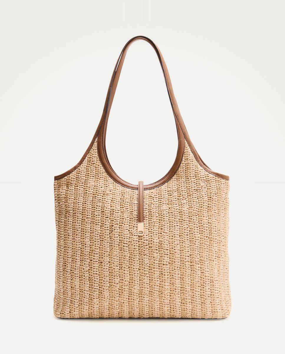 Imagen 0 de Shopper rafia con piel broche