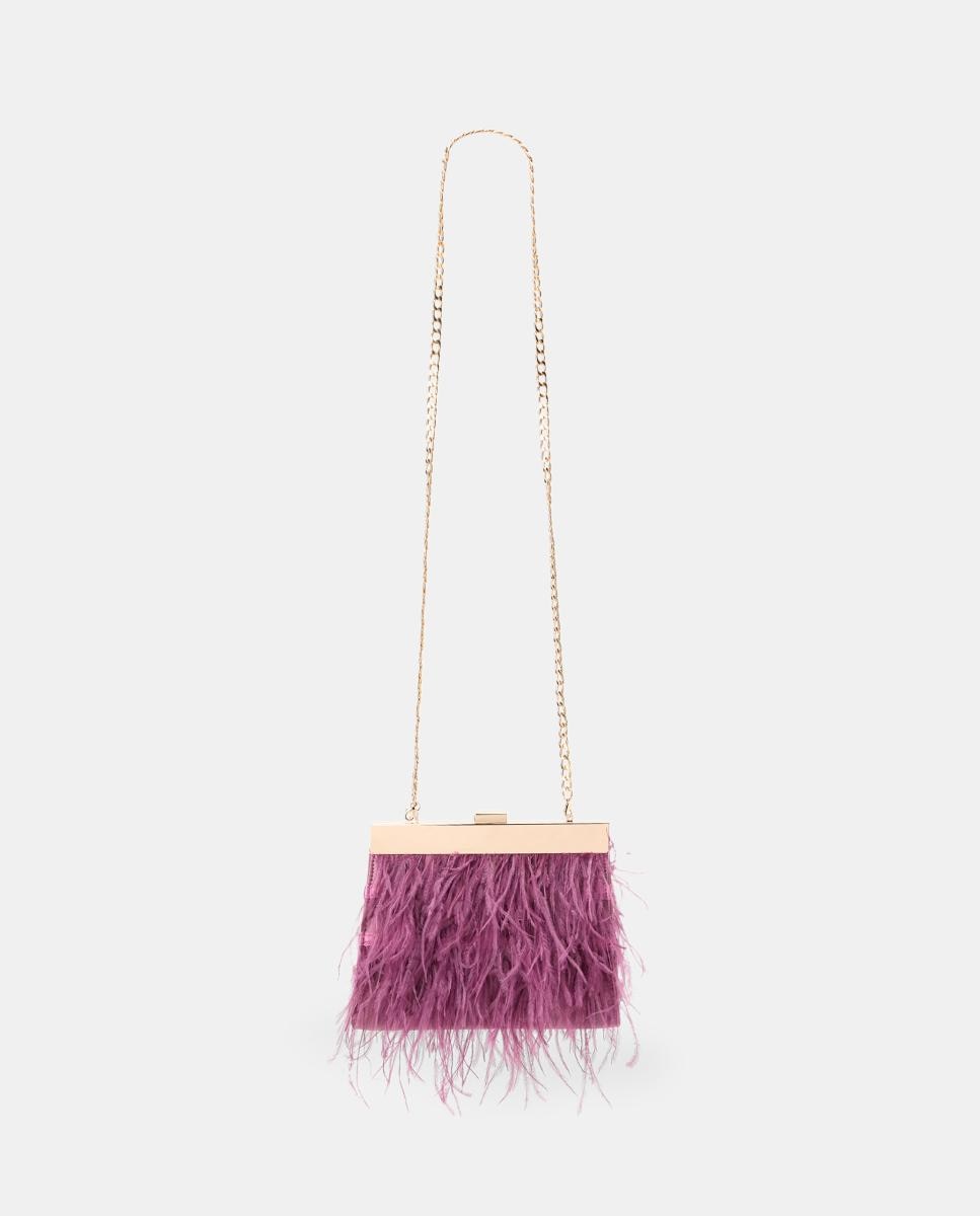Imagen 0 de Clutch brillo con broche de bambú