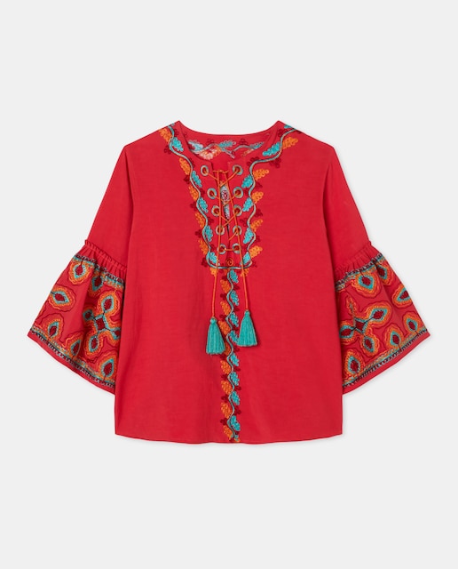 Imagen 0 de Caftán de lino con borlas