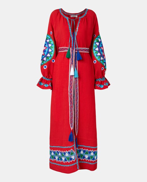 Imagen 0 de Caftán de lino con bordados