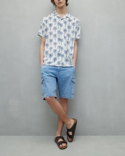 Imagen 0 de Bermuda de hombre multibolsillos denim stretch