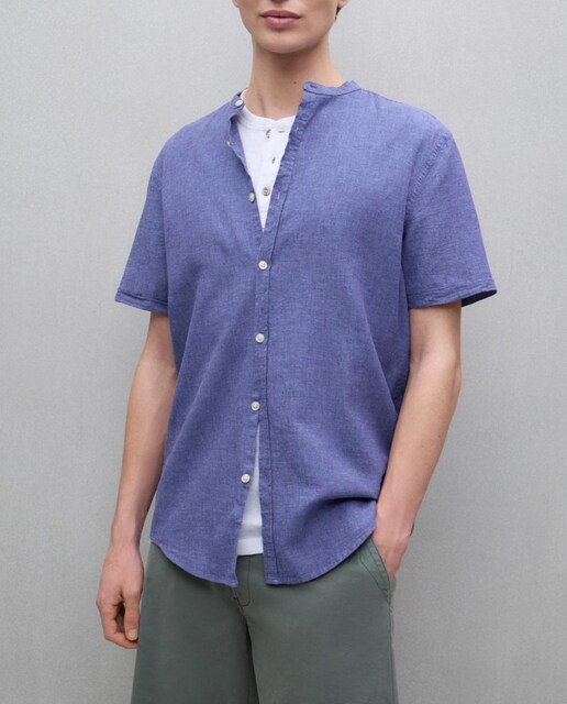 Imagen 0 de Camisa de hombre manga corta lino algodón lisa mao