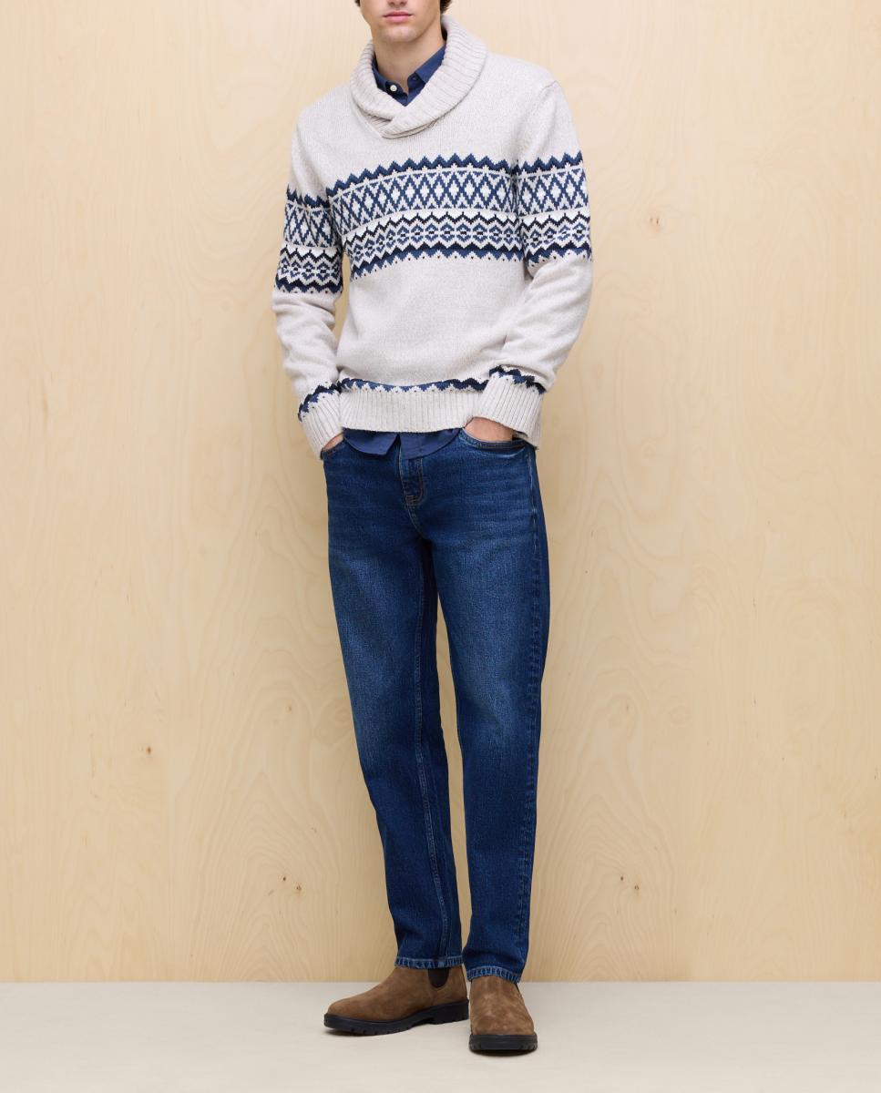 Imagen 0 de Jersey de jacquard de cuello chal de hombre