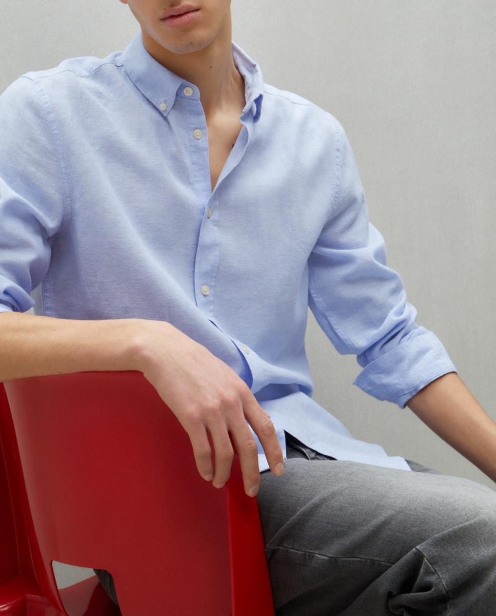 Imagen 0 de Camisa de hombre manga larga lino algodón lisa