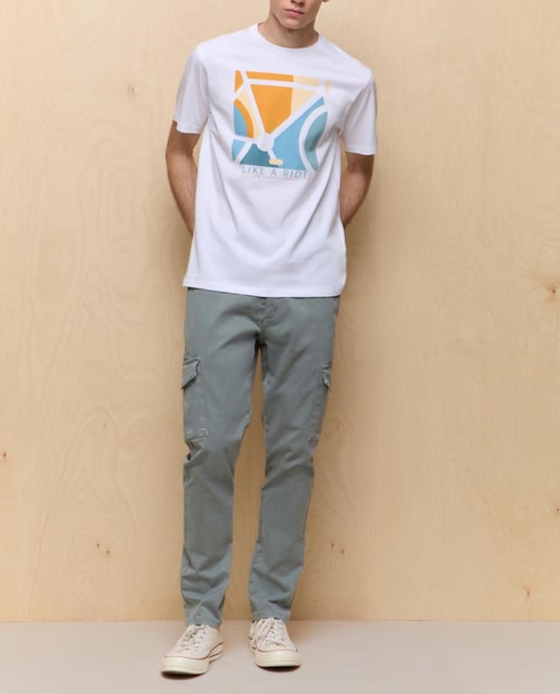 Imagen 0 de Pantalón de algodón multibolsillos skinny de hombre tinte en prenda