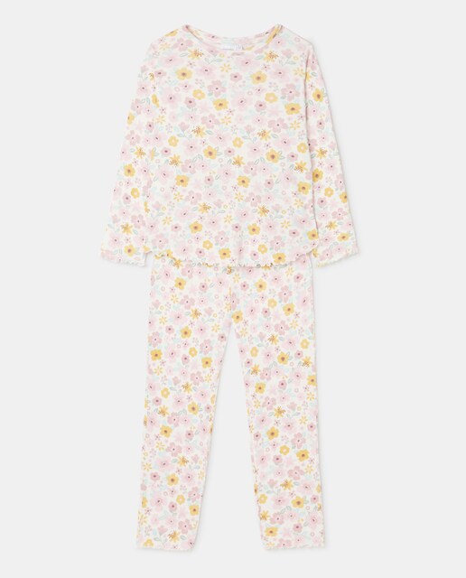 Imagen 0 de Pijama de niña fantasía floral con cuello redondo