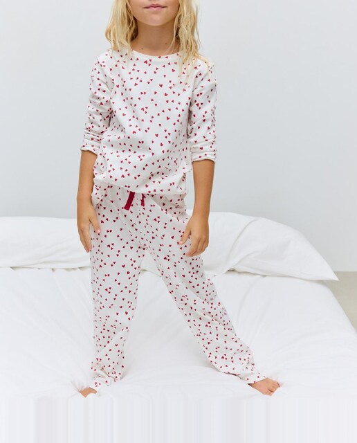 Imagen 0 de Pijama largo de punto estampado y polar de niña
