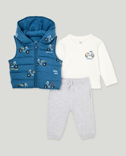 Imagen 0 de Conjunto 3 piezas largo chaleco estampado de bebé niño