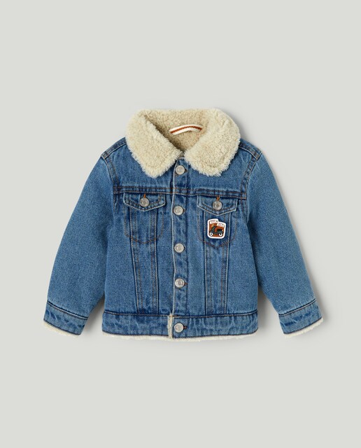 Imagen 0 de Cazadora denim con borrego de bebé niño
