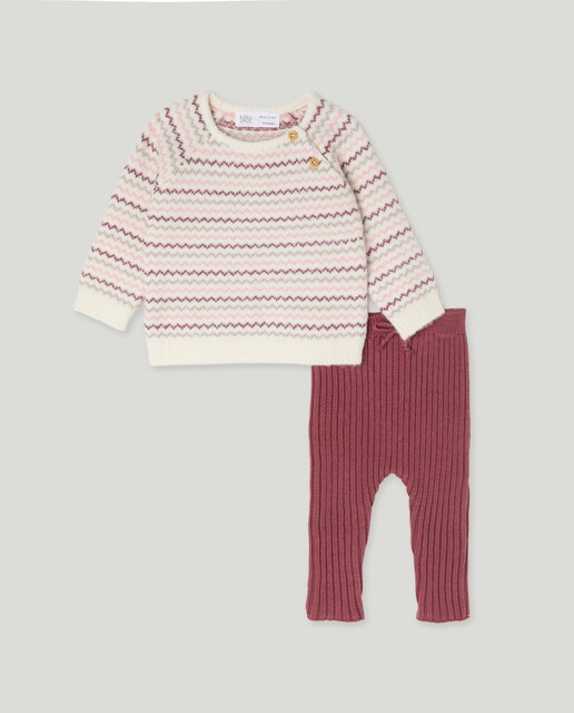 Imagen 0 de Conjunto liso tricot jacquard de bebés