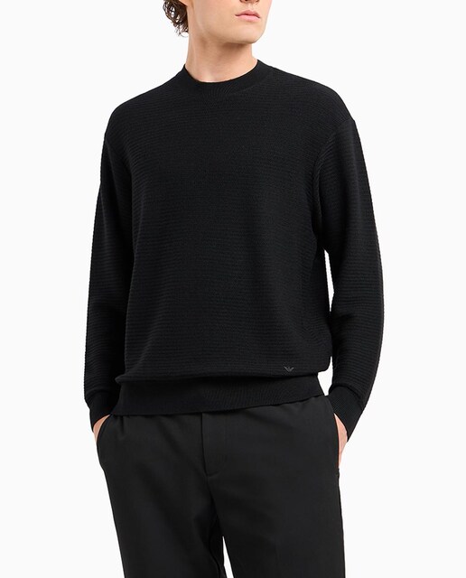 Imagen 0 de Jersey en lana virgen de hombre con microestructura cuello caja