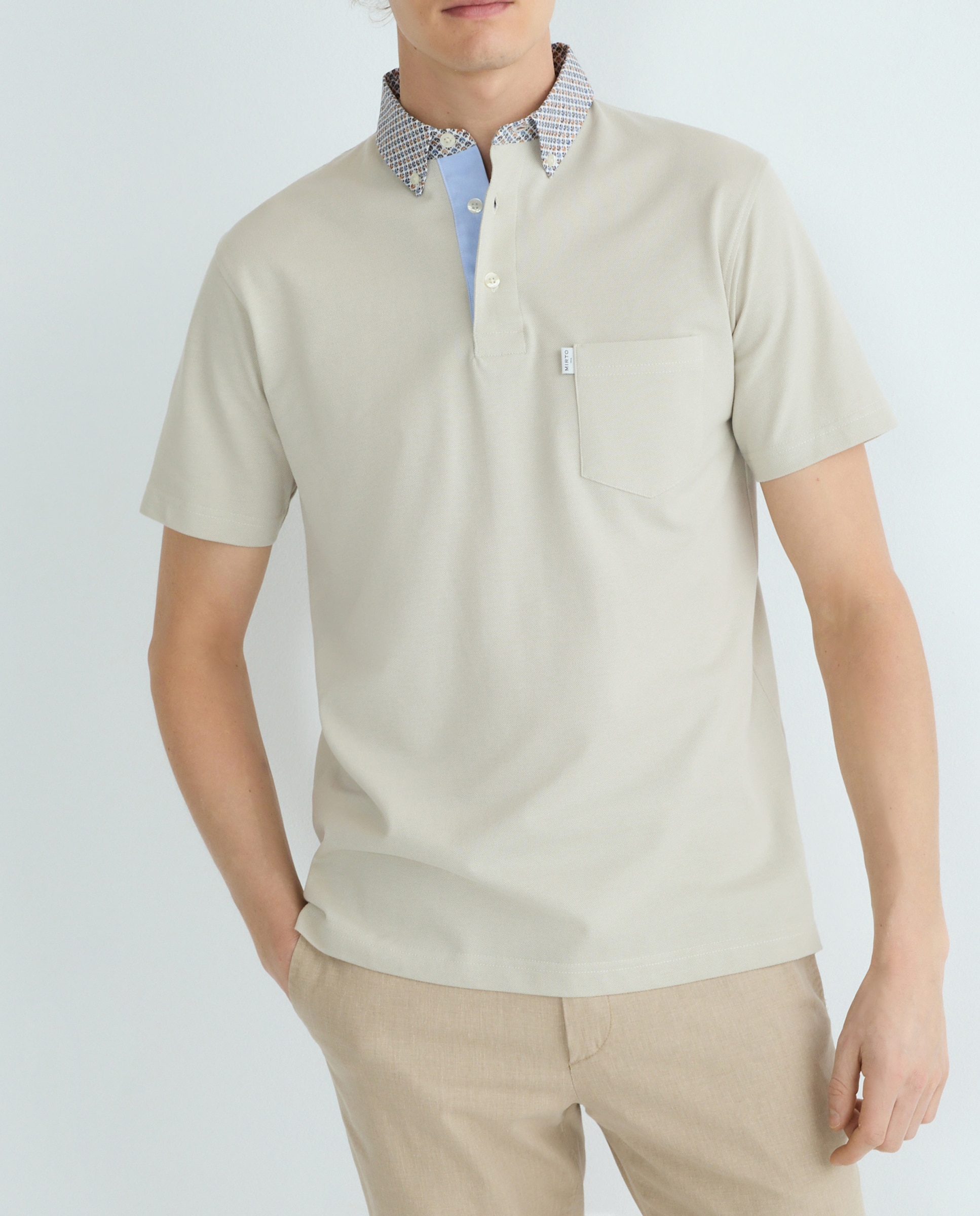 Imagen 0 de Polo de hombre manga corta de piqué cuello de tela