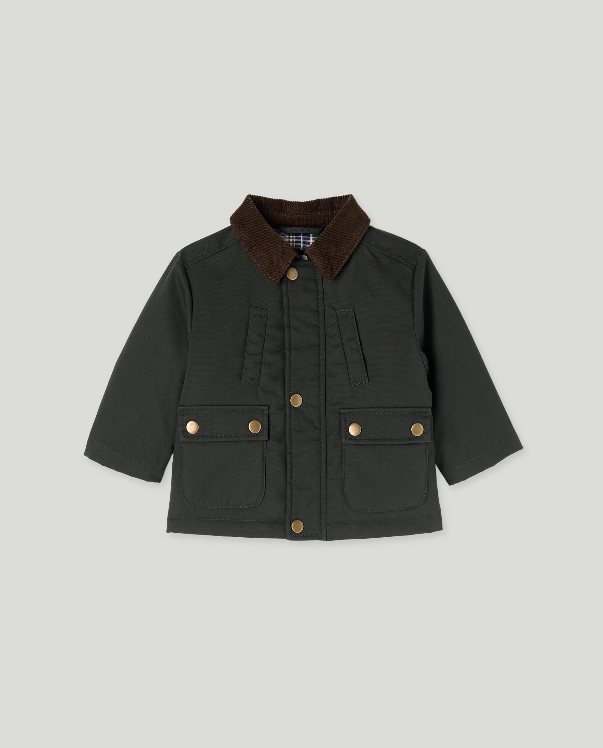 Imagen 0 de Parka de bebé  encerada con capucha y cuello de pana
