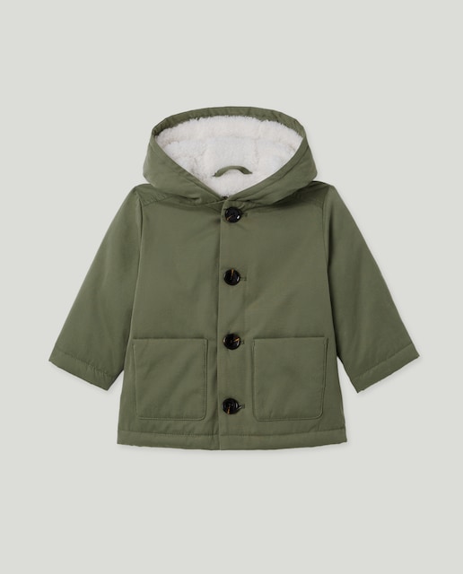 Imagen 0 de Parka de bebé engomada con capucha y forro de borrego