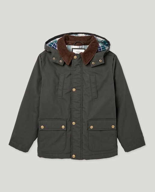 Imagen 0 de Parka de niño encerada con capucha y cuello de pana