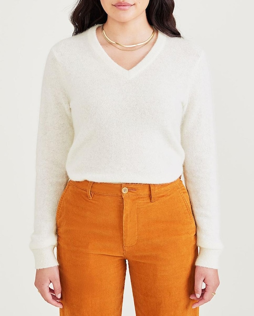 Imagen 0 de Jersey de mujer cuello pico con lana y alpaca