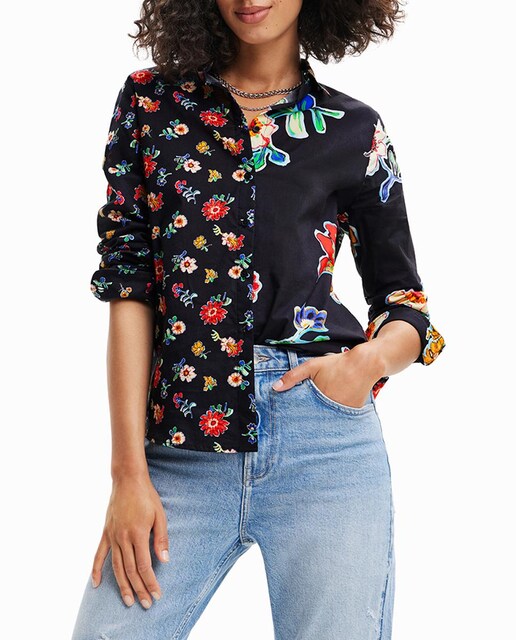 Imagen 0 de Camisa media naranja flores