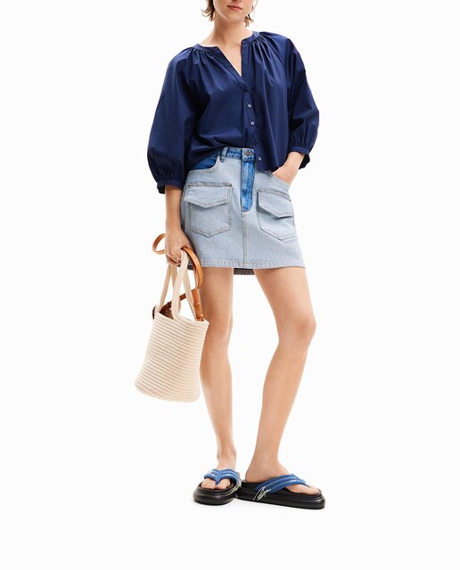 Imagen 0 de Blusa de mujer popelín escote pico