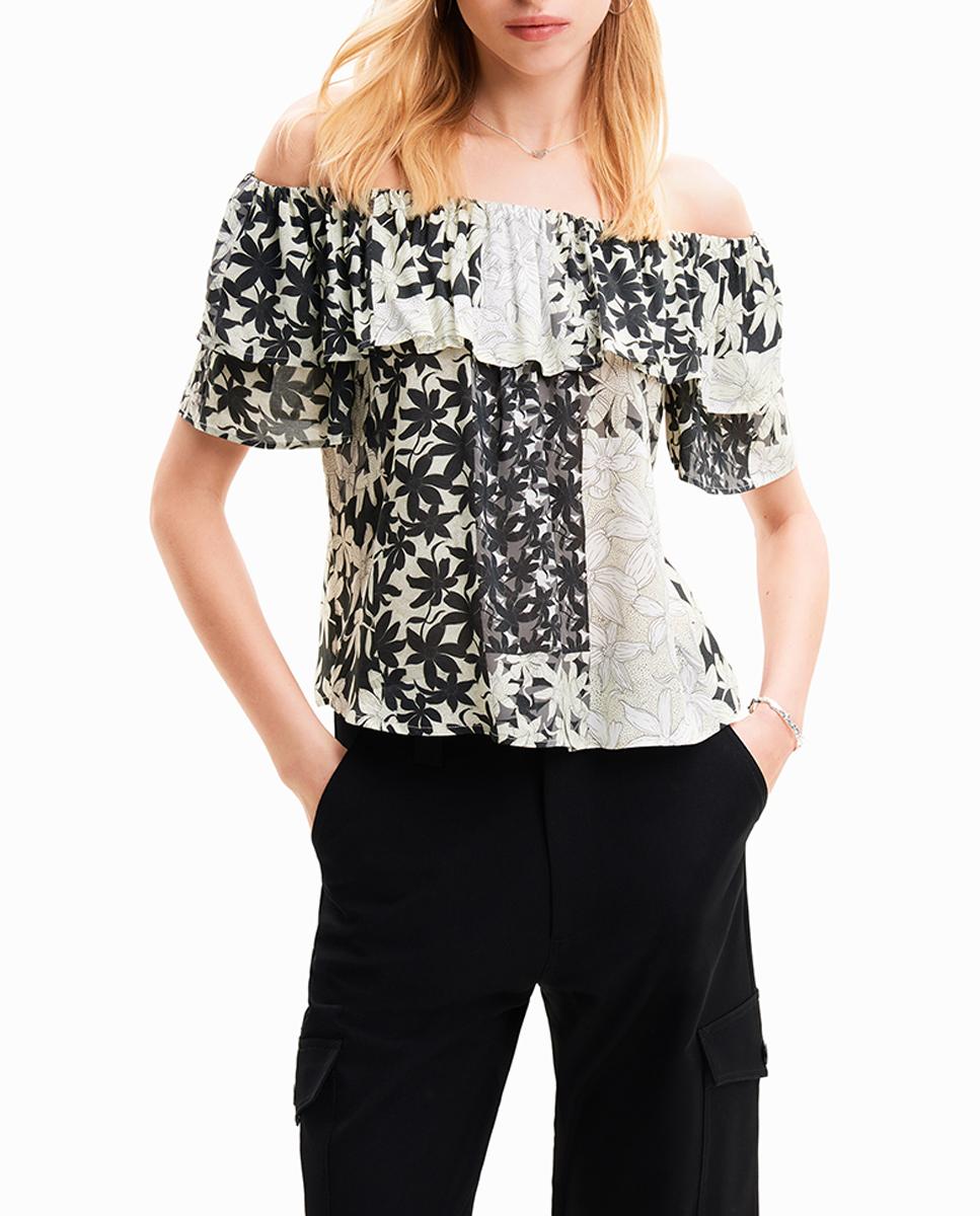 Imagen 0 de Blusa de mujer patch flores volante