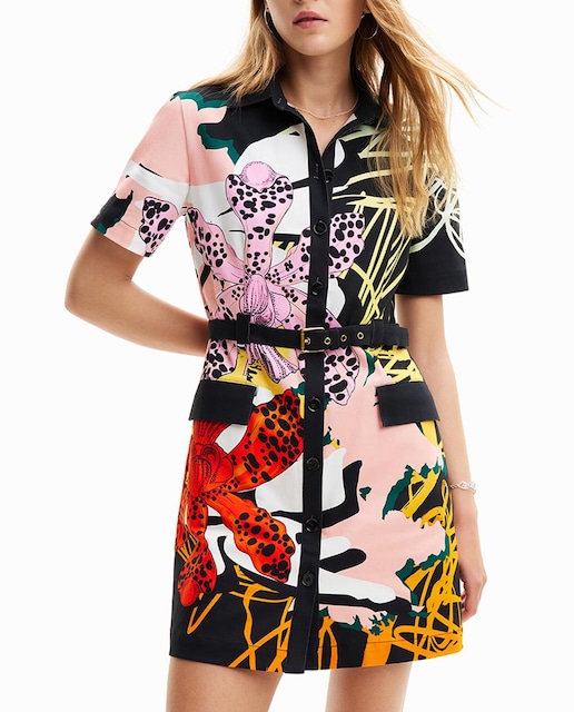 Imagen 0 de Vestido corto camisero orquídeas M. Christian Lacroix