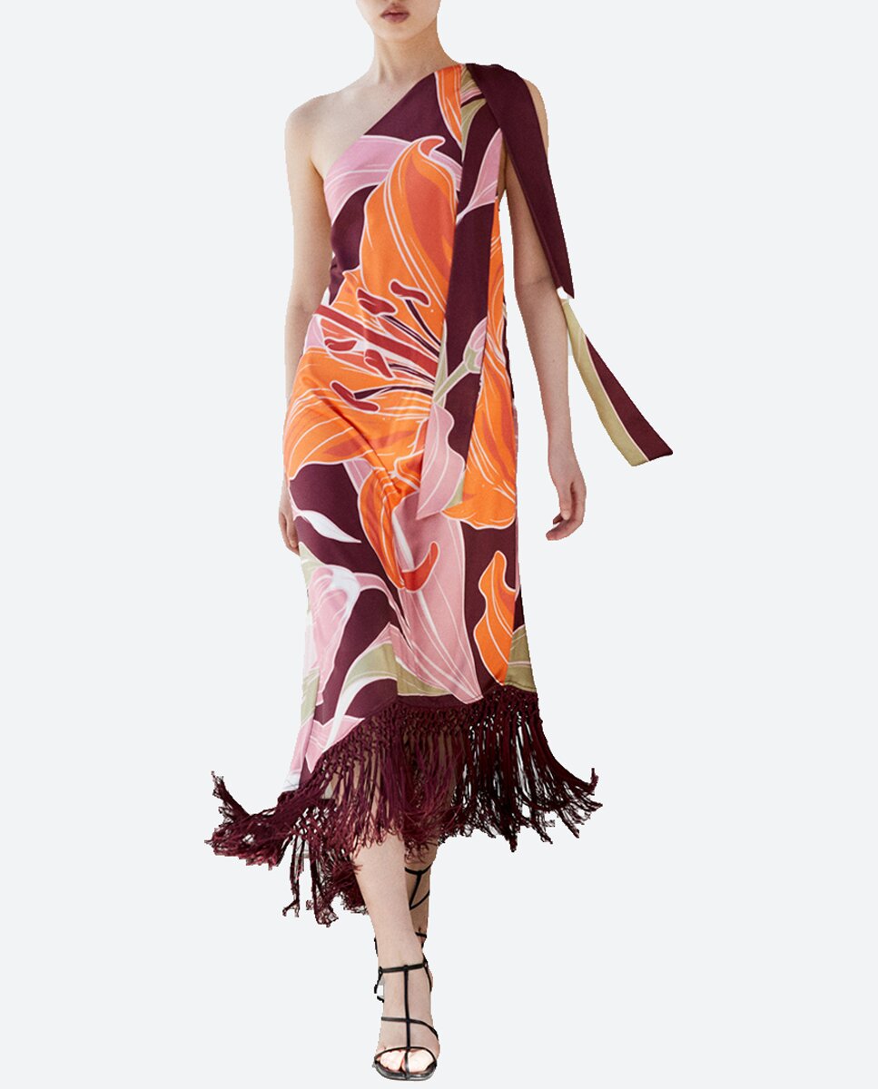 Imagen 0 de Vestido satinado flecos
