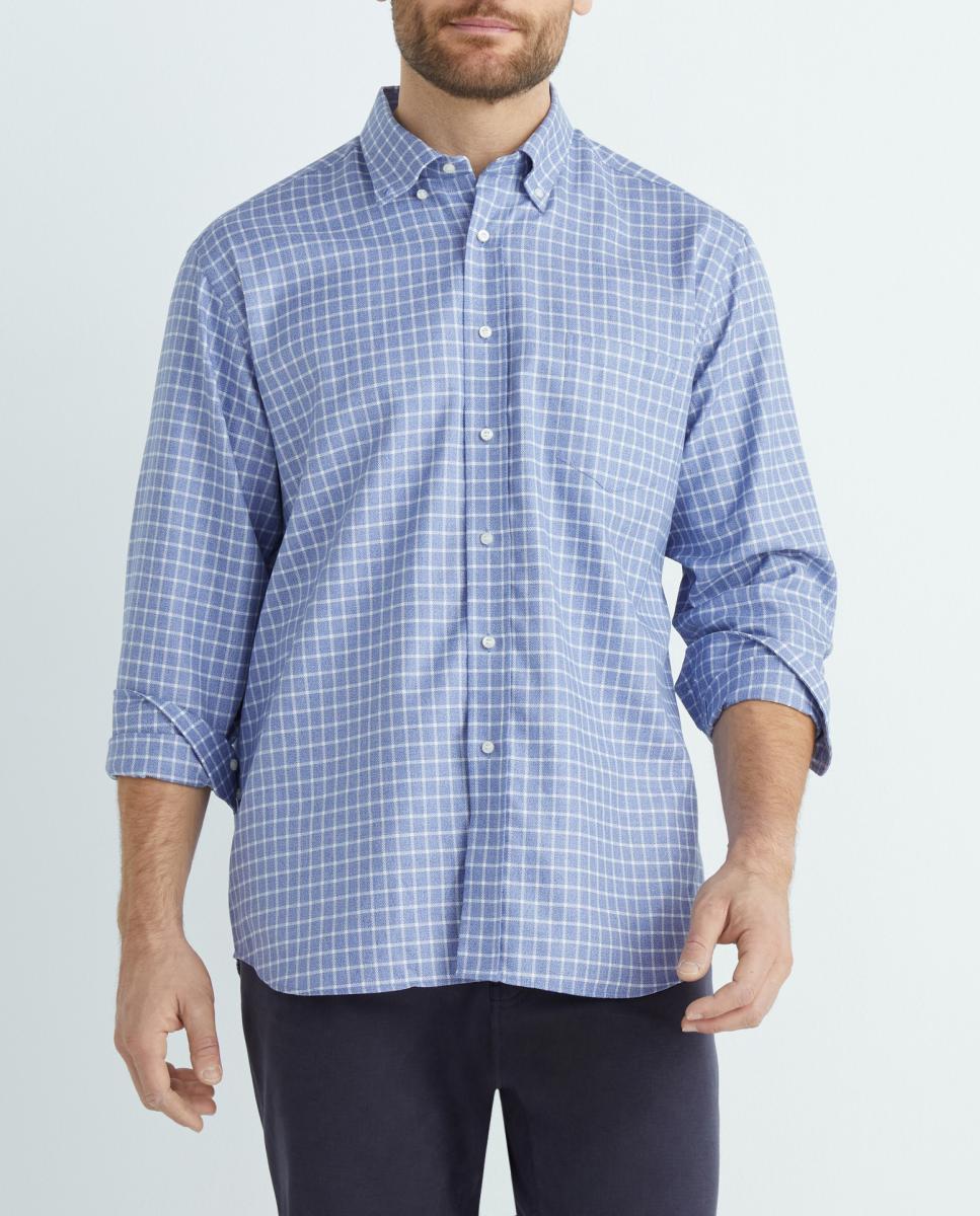 Imagen 0 de Camisa casual de hombre manga larga cuadros tallas grandes