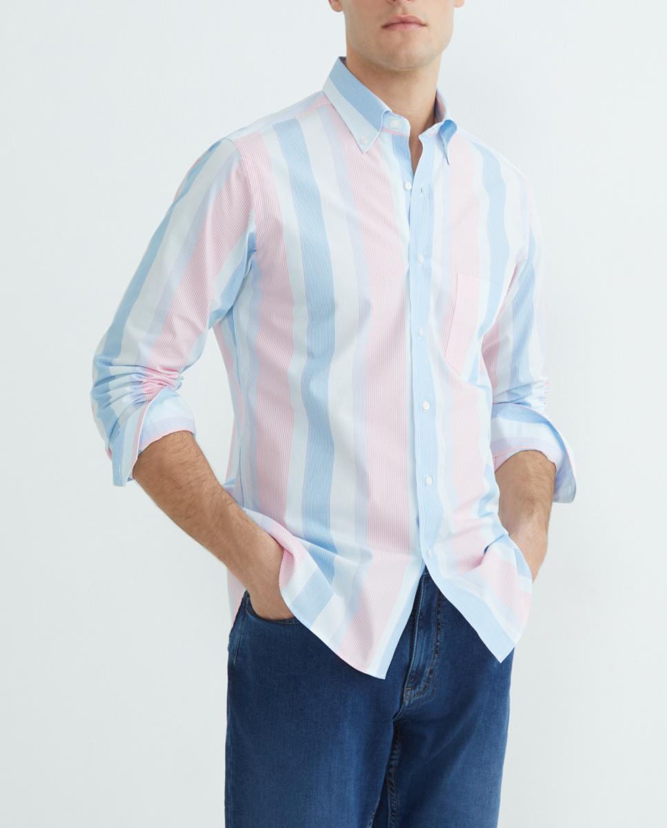 Imagen 0 de Camisa casual de hombre manga larga rayas Tallas grandes