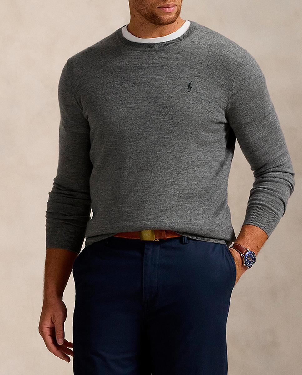 Imagen 0 de Jersey de hombre de lana lavable con cuello polo tallas grandes