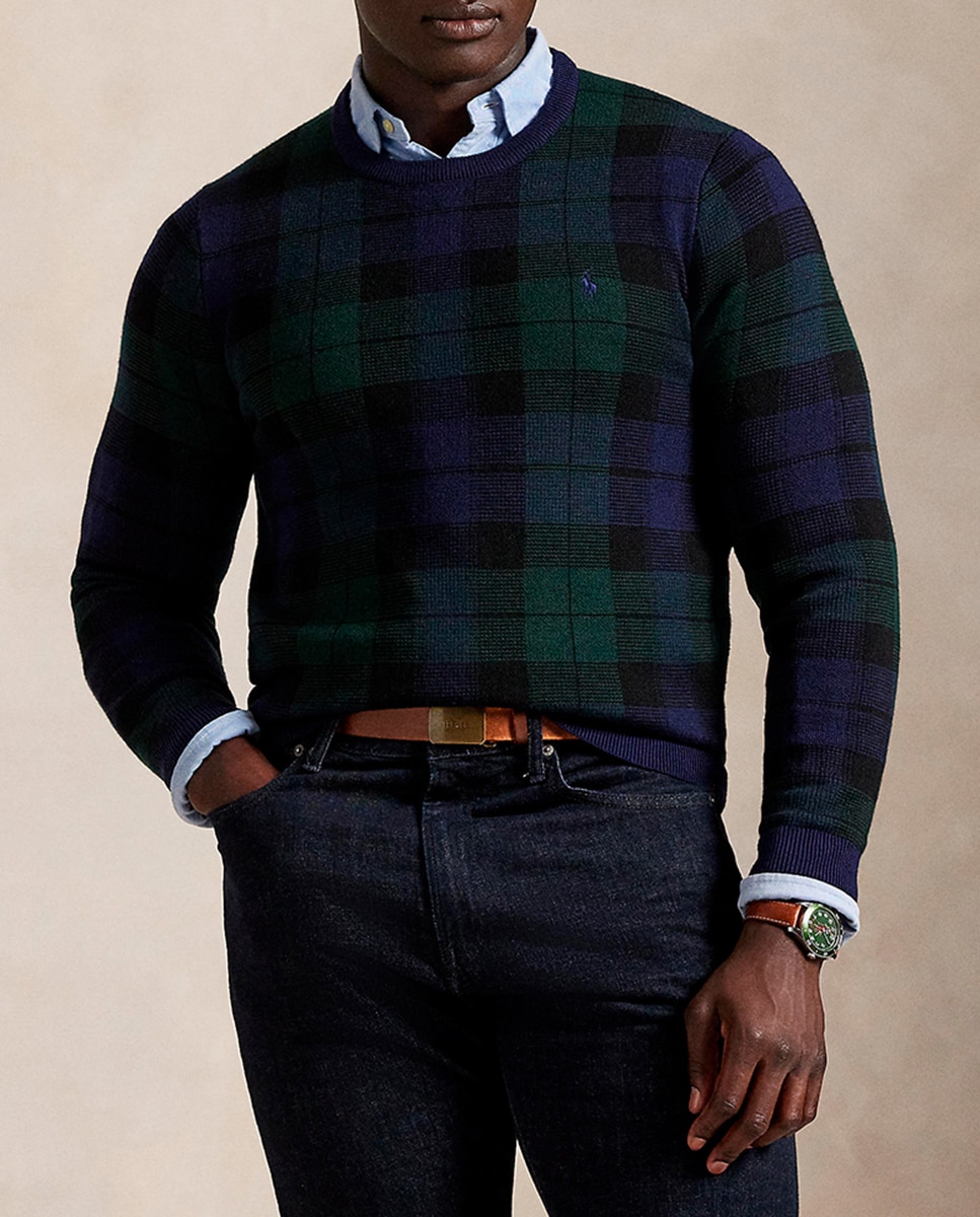 Imagen 0 de Jersey de hombre de lana lavable con estampado tallas grandes