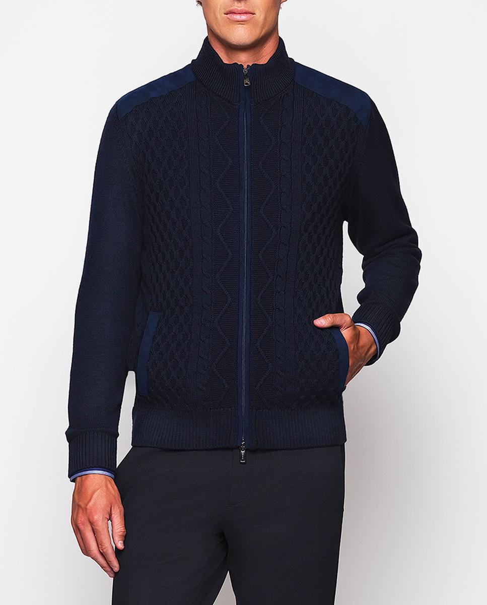 Imagen 0 de Chaqueta de hombre de punto trenzada con cremallera Tallas Grandes