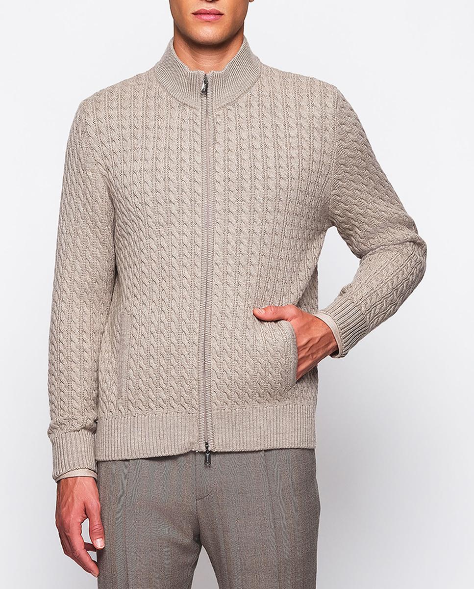Imagen 0 de Chaqueta de hombre de punto trenzada con cremallera Tallas Grandes