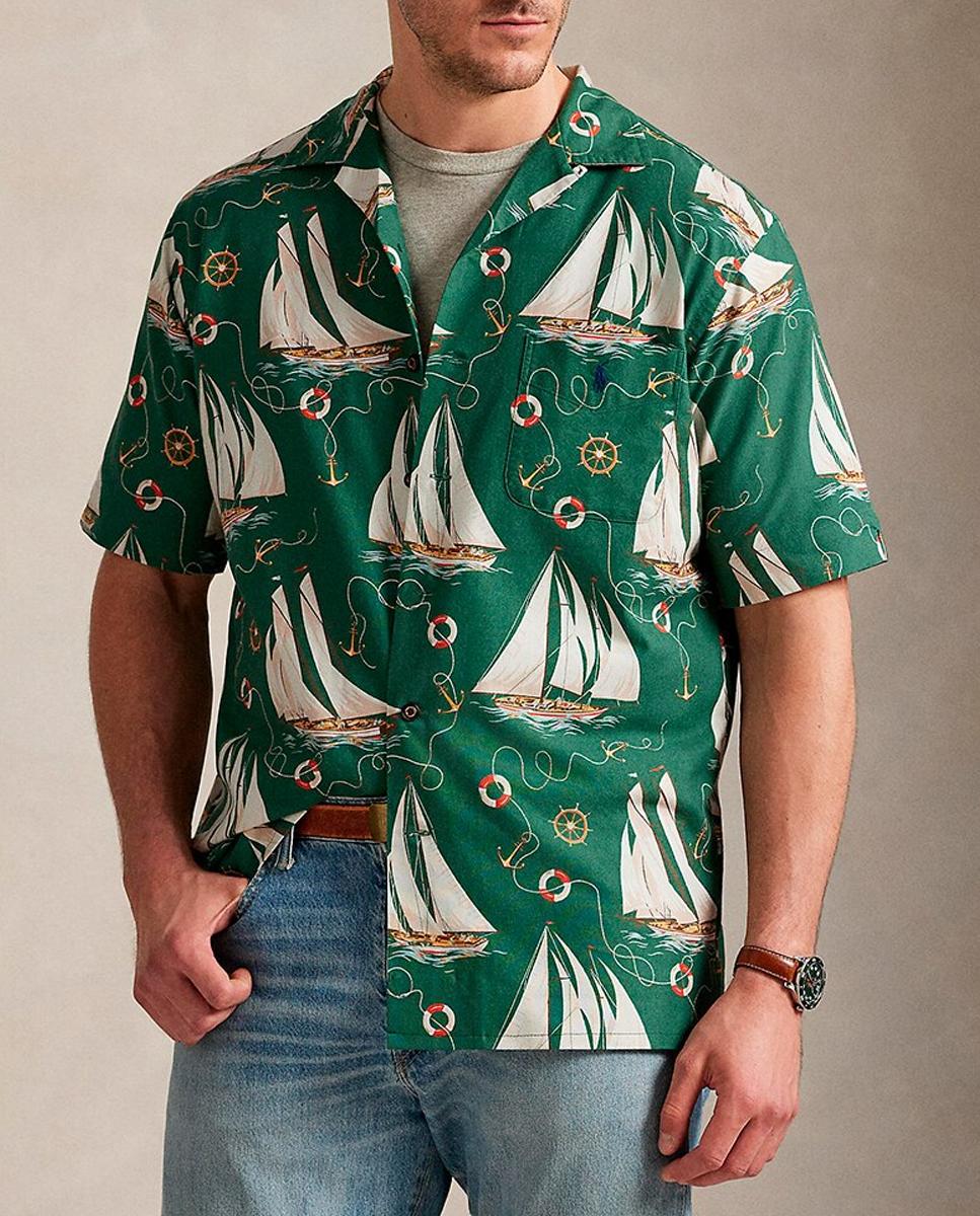Imagen 0 de Camisa Oxford de hombre de manga corta con estampado tallas grandes
