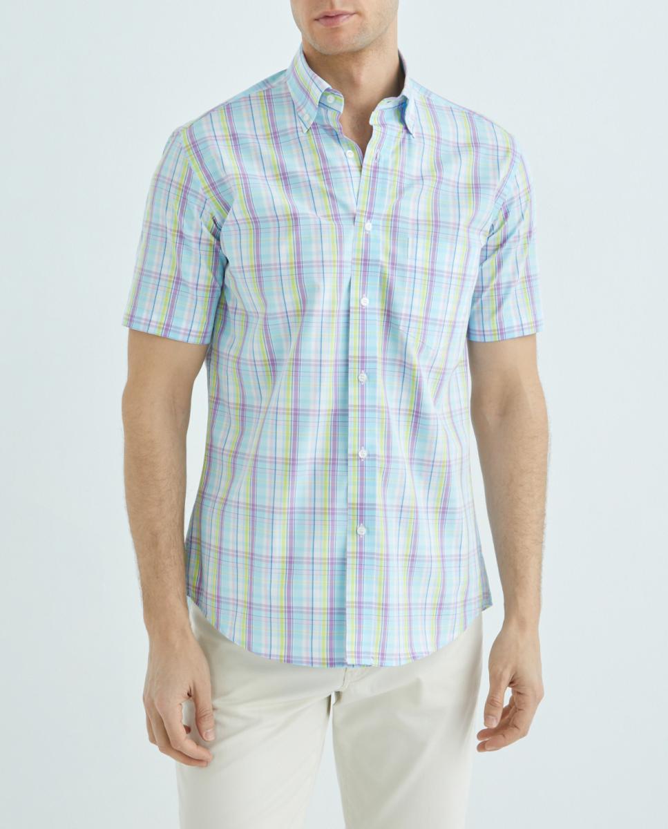 Imagen 0 de Camisa casual de hombre manga corta cuadros Tallas grandes
