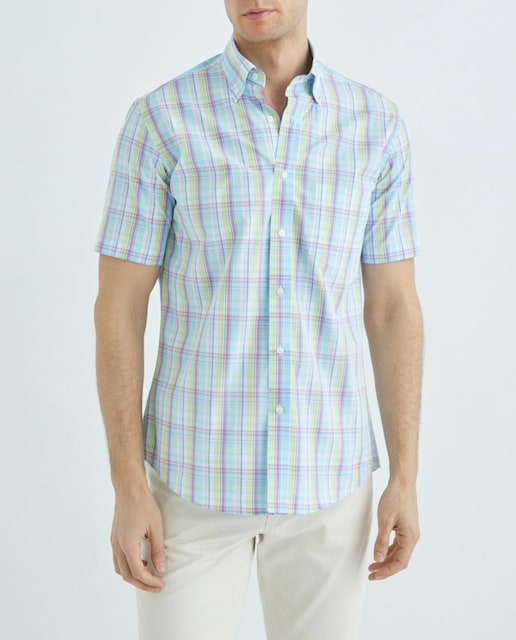 Imagen 0 de Camisa casual de hombre manga corta cuadros Tallas grandes