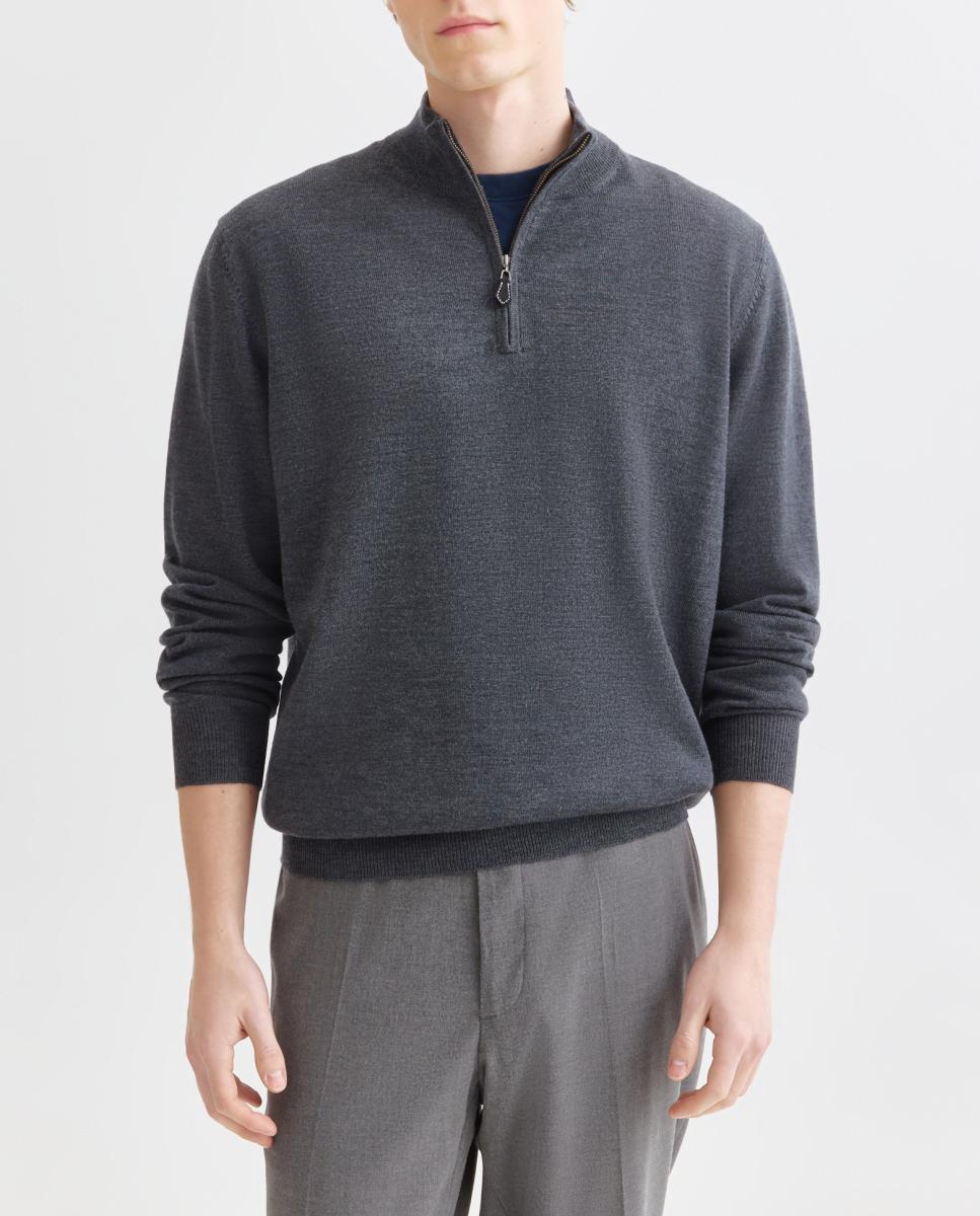Imagen 0 de Jersey 100% merino de hombre con media cremallera