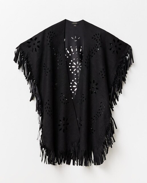 Imagen 0 de Poncho troquelado flecos