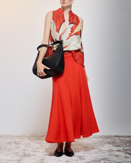 Imagen 0 de Falda midi lisa de mujer