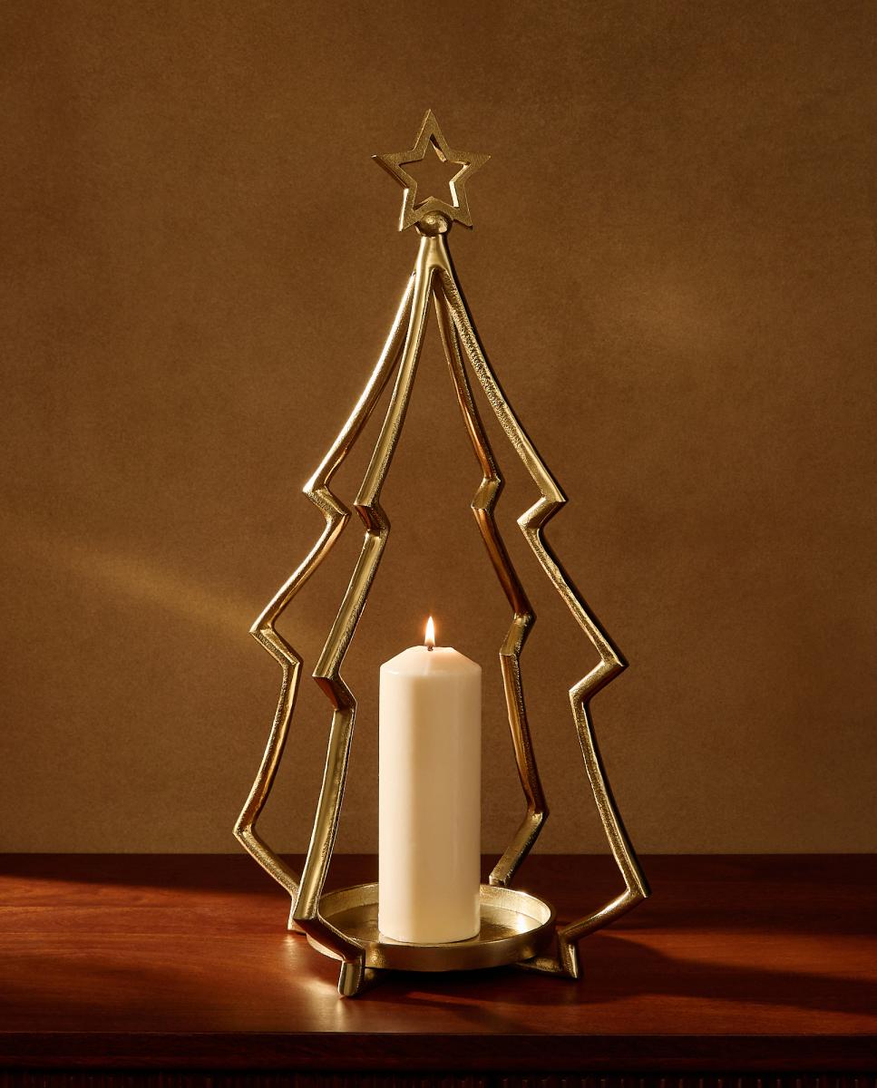 Imagen 0 de Portavelas de metal Árbol perfil Navidad