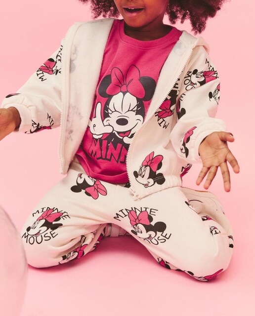 Imagen 0 de Conjunto de tres piezas licencia Sudadera abierta capucha y Pantalón minie de niña