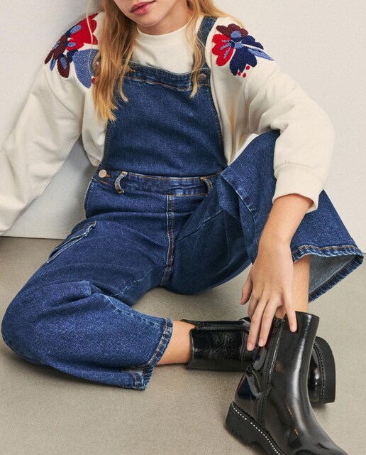 Imagen 0 de Peto denim liso recto cargo de niña