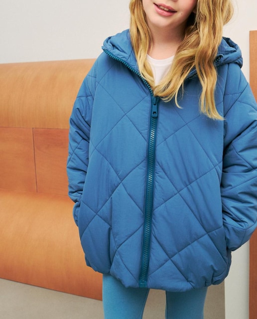 Imagen 0 de Chaquetón acolchado rombos de niña con capucha
