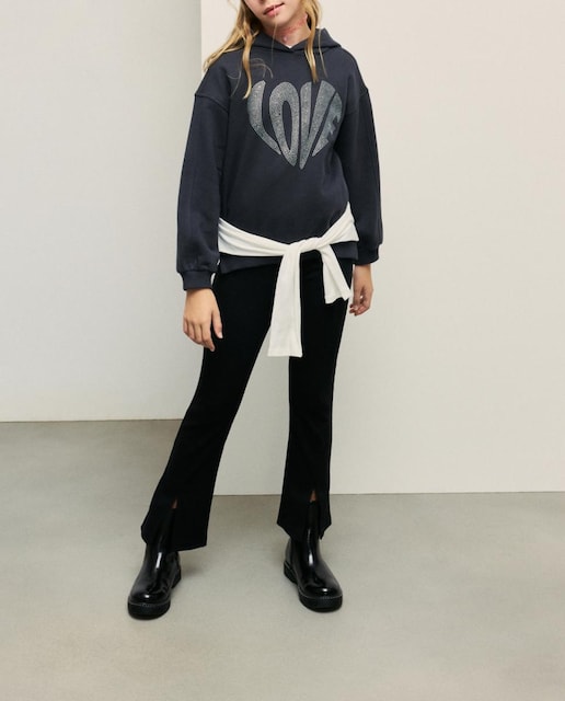 Imagen 0 de Sudadera cerrada de niña con capucha y all over strass