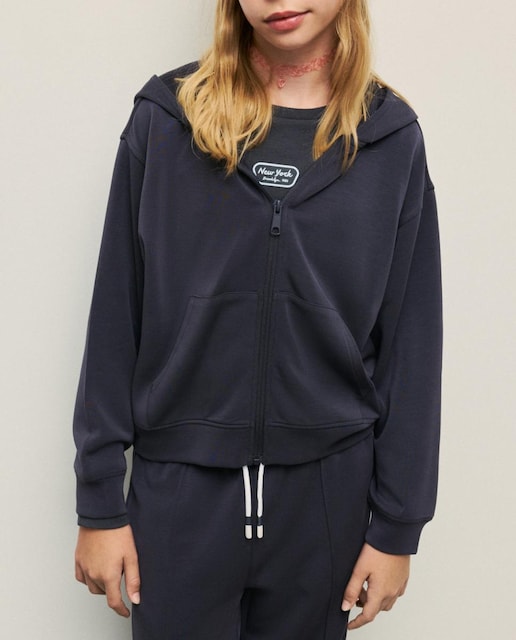 Imagen 0 de Sudadera abierta de niña con capucha y bolsillo canguro