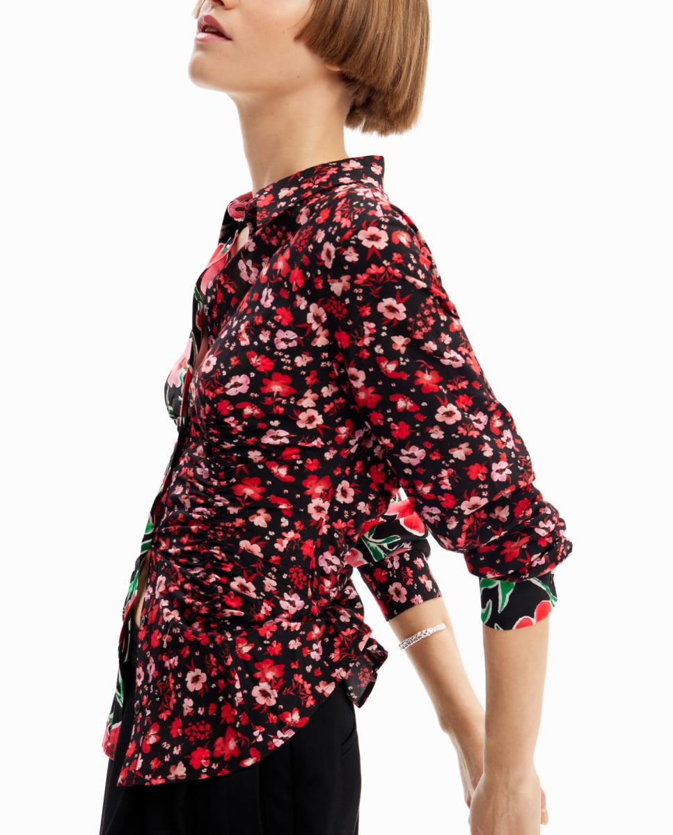 Imagen 0 de Camisa fruncida flores de mujer