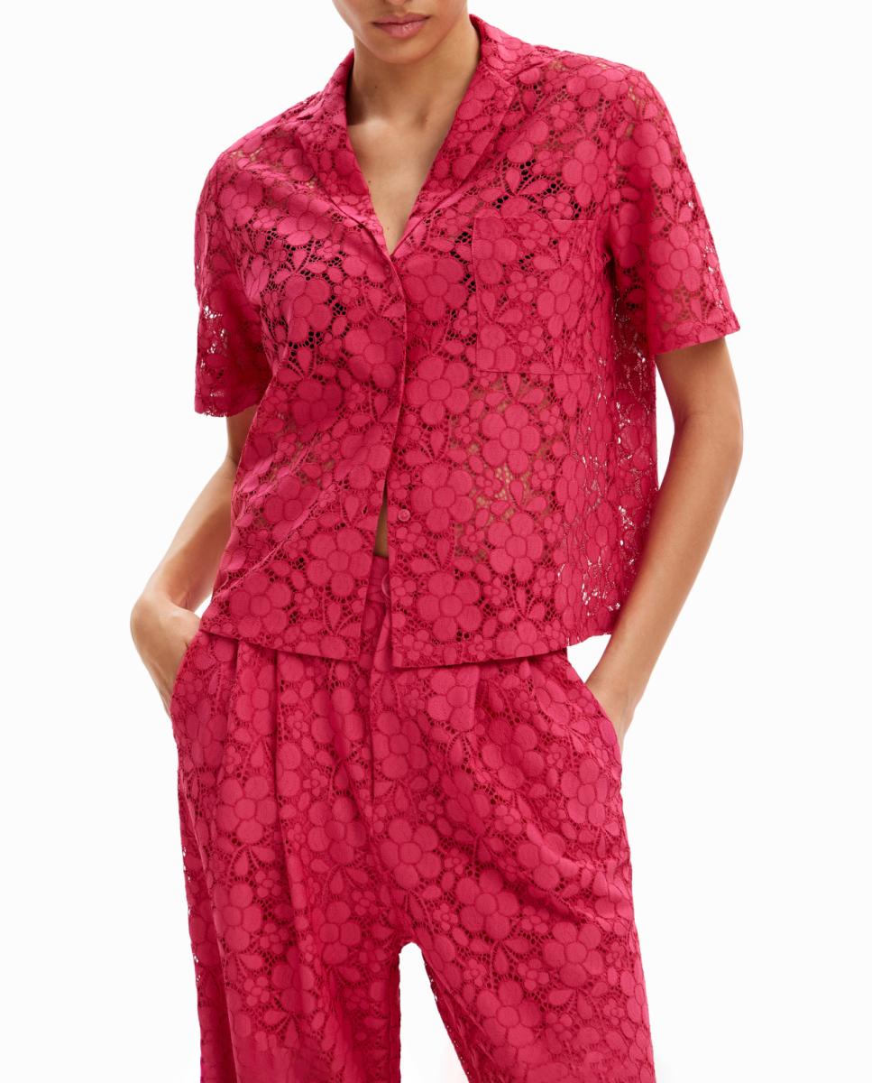 Imagen 0 de Camisa corta resort encaje de mujer