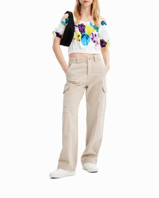 Imagen 0 de Blusa corta fruncido flores M.Christian Lacroix de mujer