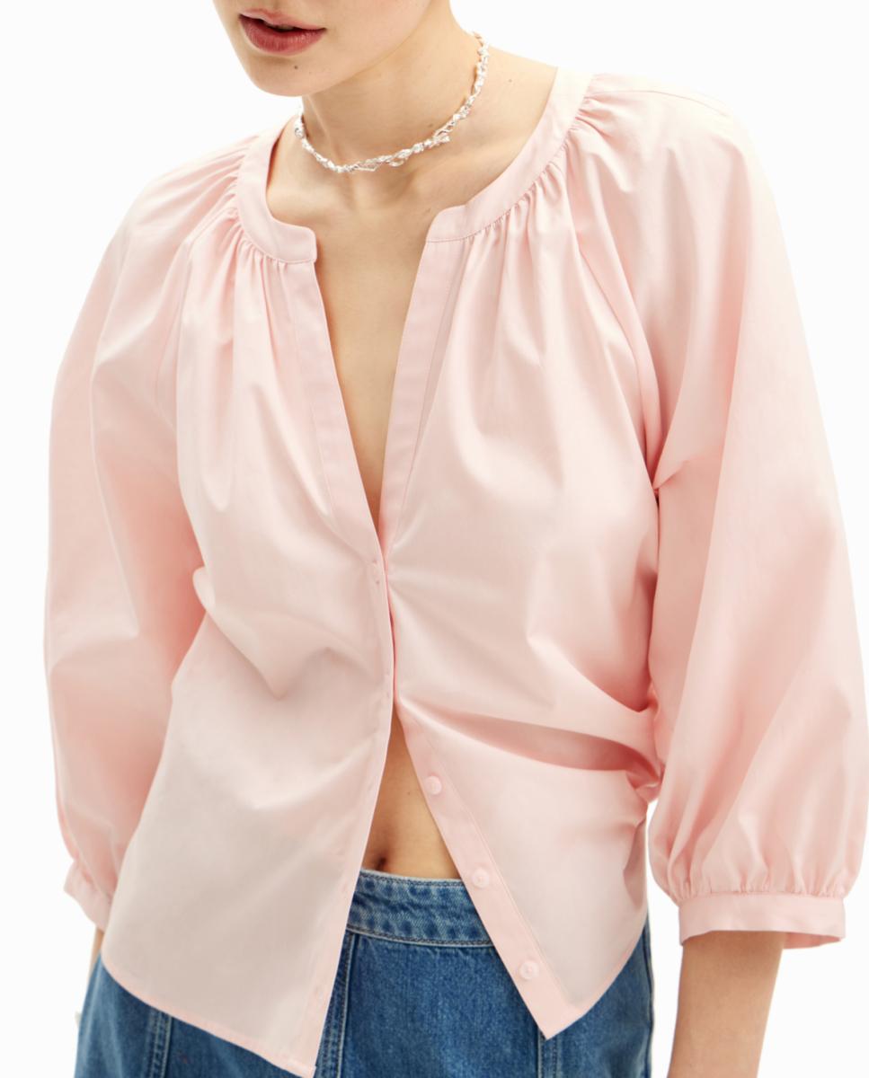 Imagen 0 de Blusa popelín escote pico de mujer
