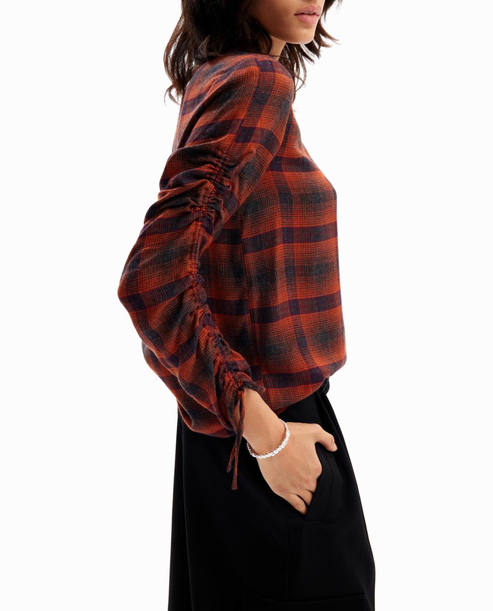 Imagen 0 de Blusa cuadros mangas ajustables de mujer