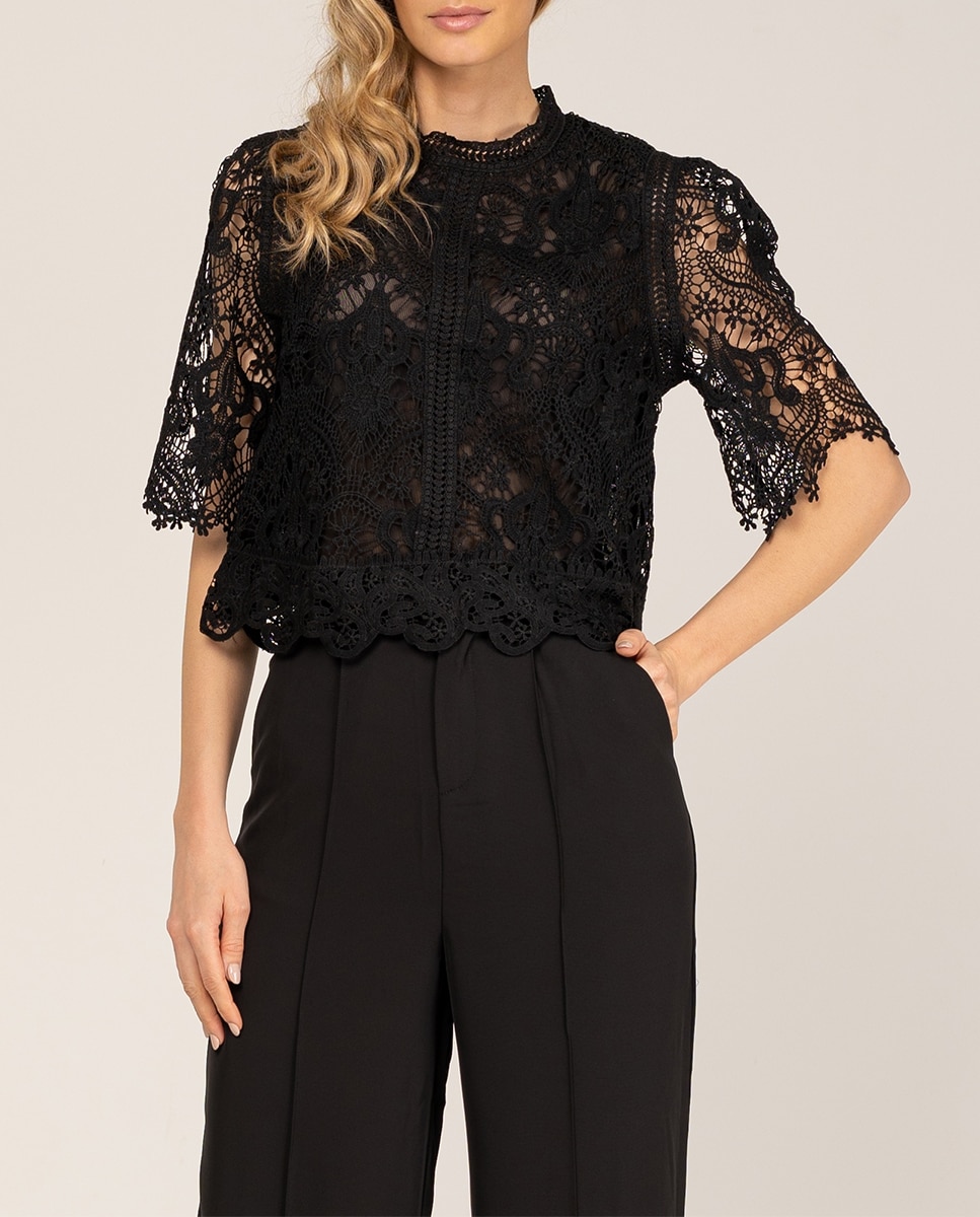 Imagen 0 de Blusa de encaje de mujer