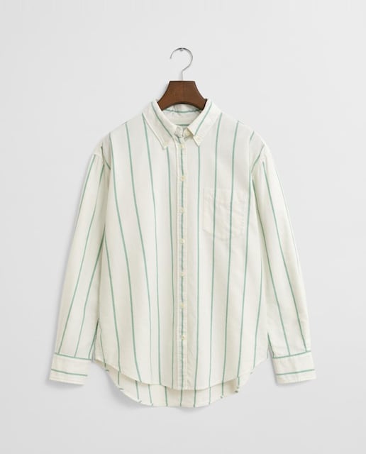 Imagen 0 de Camisa de mujer oxford con cuello abotonado y estampado rayas